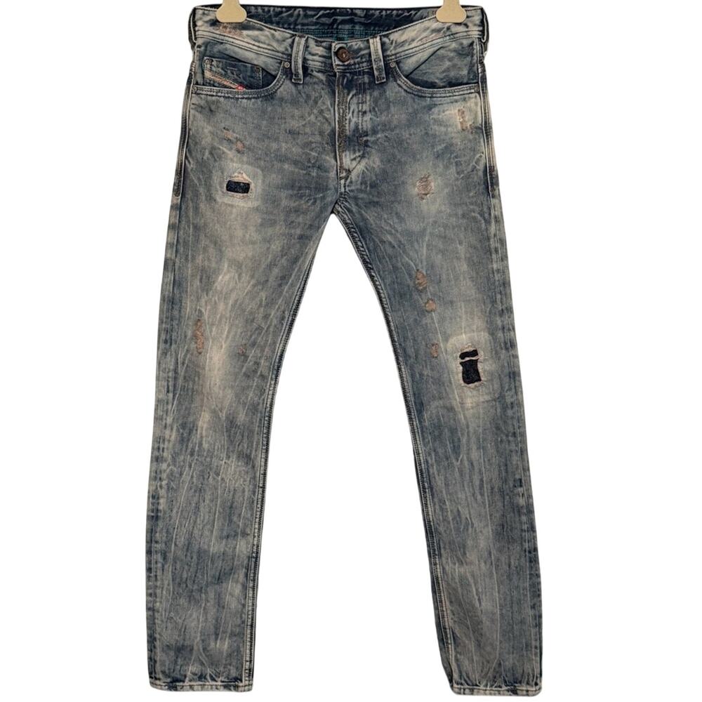 Diesel Industry Distressed Jeans Slim Fit Blue 813z Acid Wash size 30 Patched